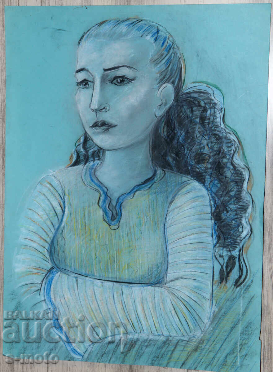 Tablou portret în pastel cu preț € 100.00 | 195.58 BGN