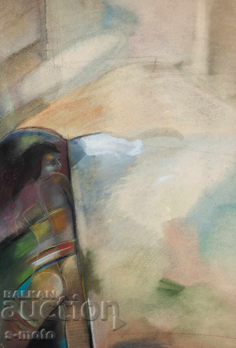 Auction  Pastel Painting Abstract Composition