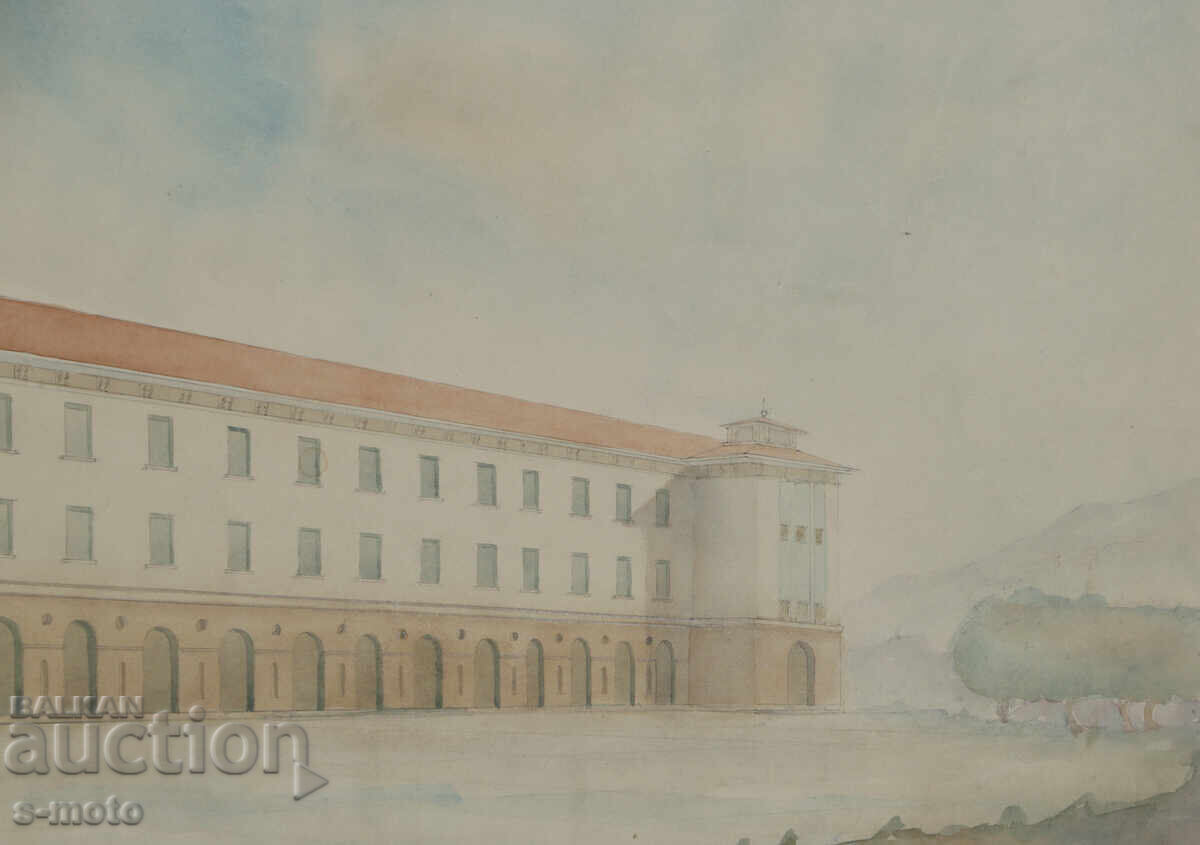 Стара картина градски пейзаж акварел - 6