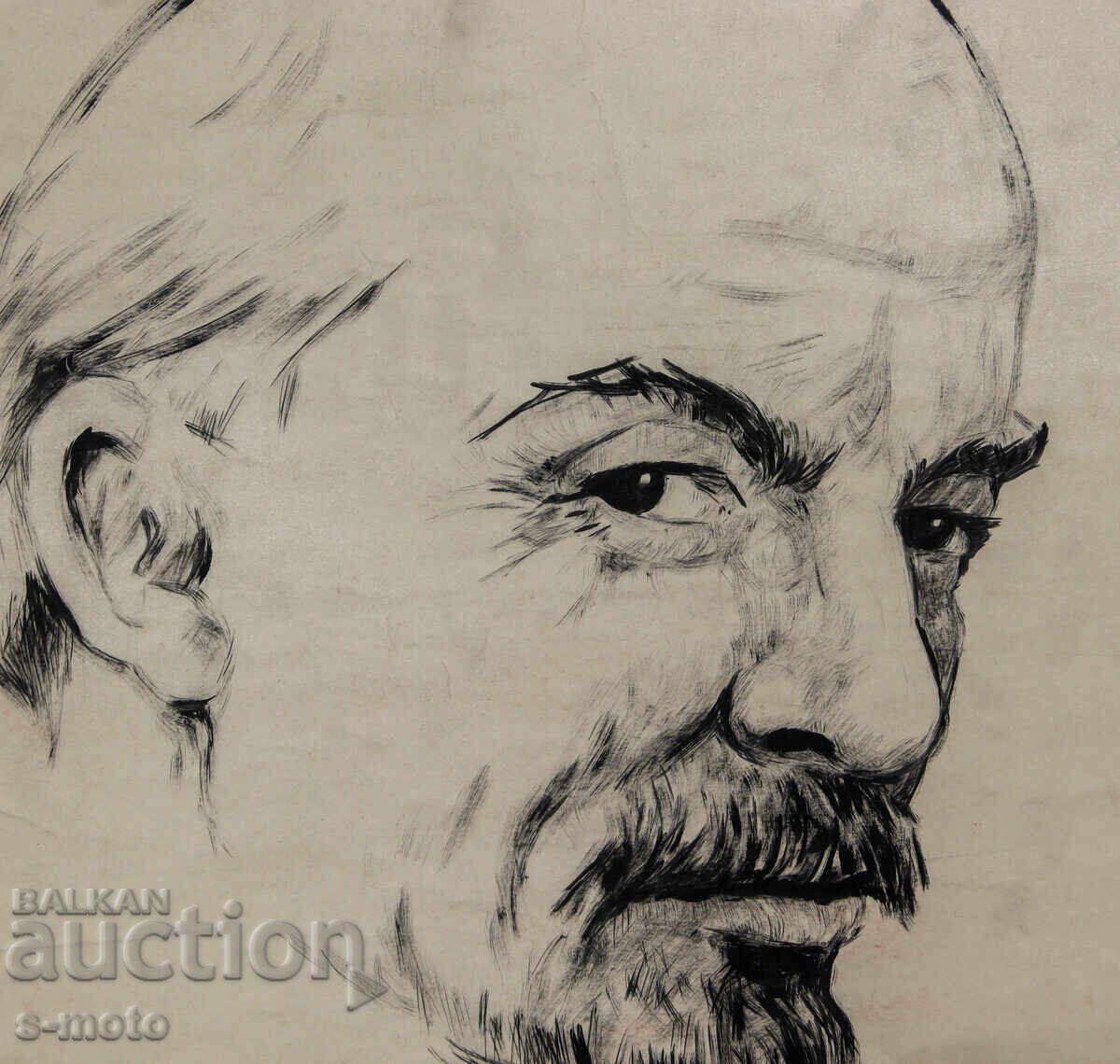 Old ink drawing, portrait of V. I. Lenin - 5