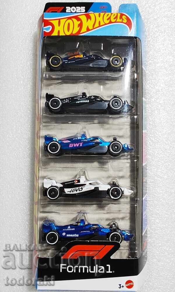 Set 5 mașinuțe Hot Wheels Formula 1 2025 1:64