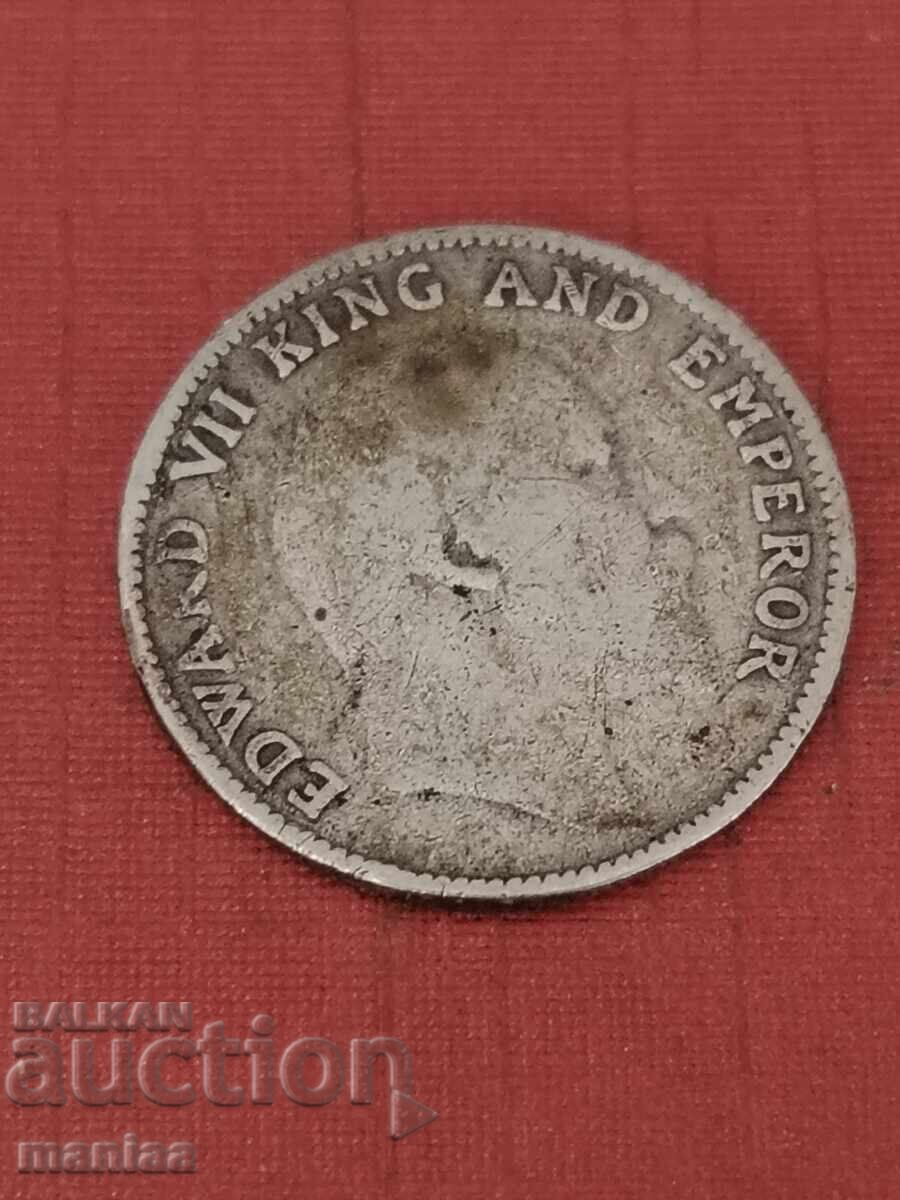 1/4 Рупия 1910 г Сребро! с цена € 20.00 | 39.12 лв.