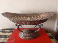 vas baroc placat cu argint, vas cu fructe