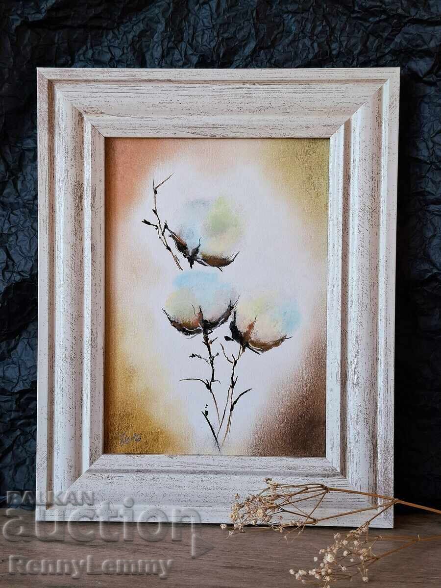 Cotton, pastel painting, original
