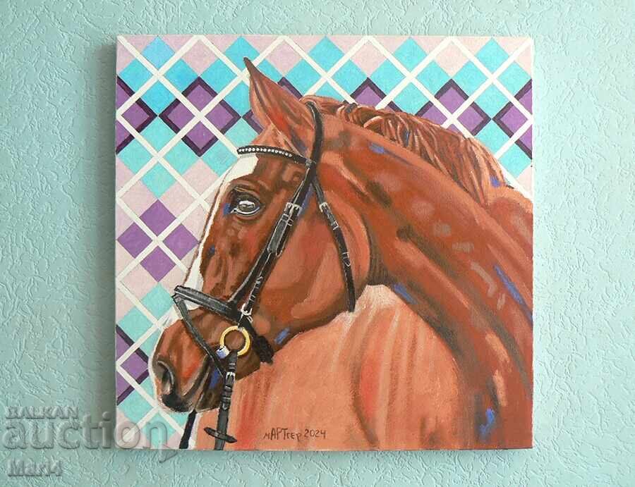 Ελαιογραφία με άλογο. 40x40 εκ. 2024. Καλλιτέχνης: mARTger