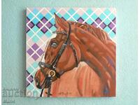 Ελαιογραφία με άλογο. 40x40 εκ. 2024. Καλλιτέχνης: mARTger