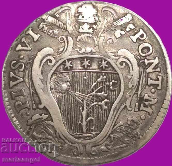 1 liră 1780 Vatican 20 bolognini Bologna Pius al VI-lea argint - 6