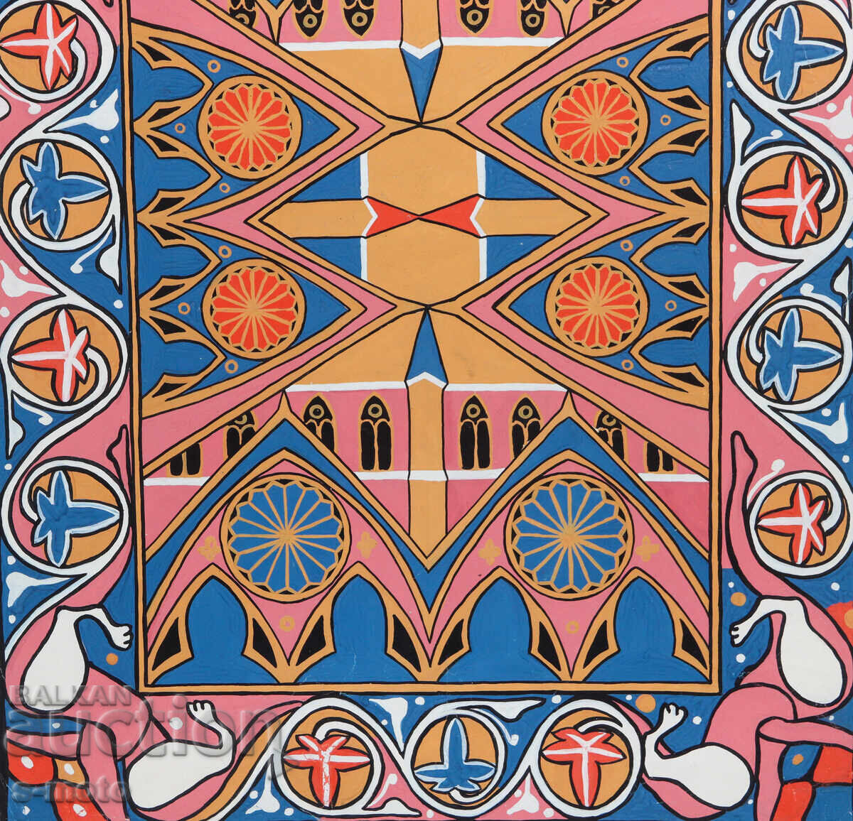 Tablou în tempera compoziție geometrică - 5