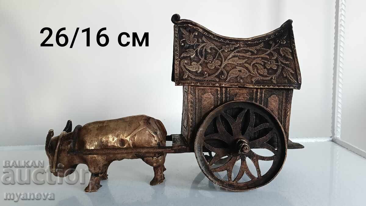 Old Asian bronze sculpture in three parts