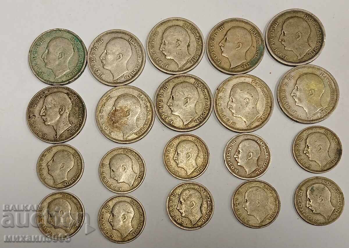 LOT OF BULGARIAN SILVER COINS 10 X 50 LEVA + 10 X 20 LEVA with price € 280.00 | 547.63 BGN