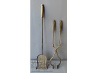 Antique bronze fireplace tools