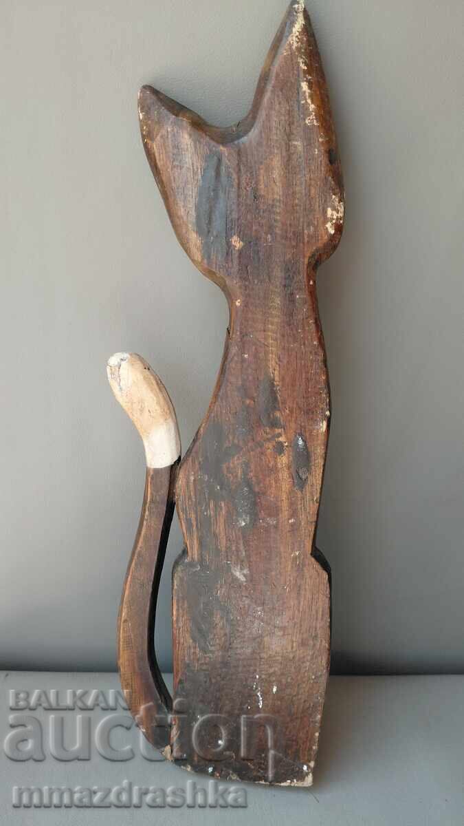 Large wooden cat with price € 0.01 | 0.02 BGN