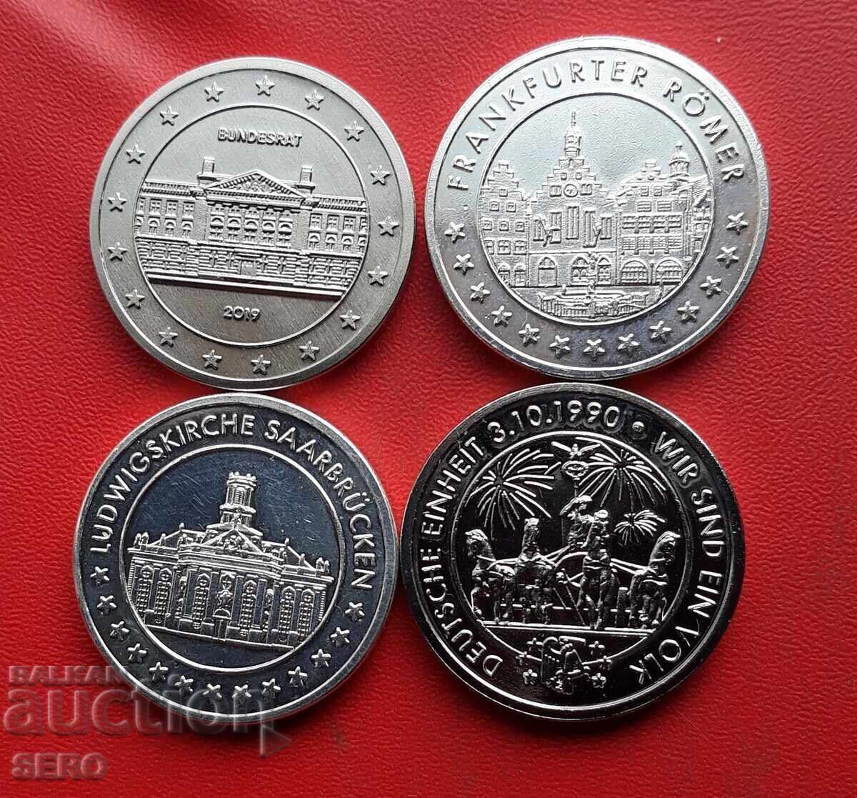 Medal-Germany-lot of 4 very beautiful medals-silver-plated