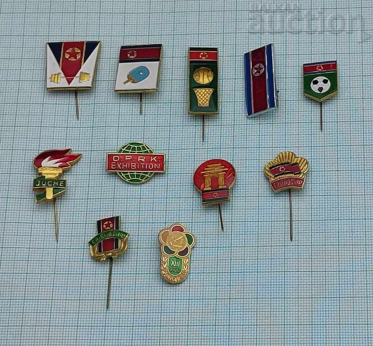 NORTH KOREA BADGES LOT OF 10 PIECES