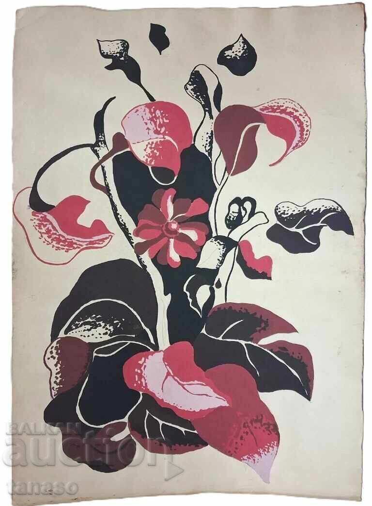 Акварел, цветя абстракция(3.5)