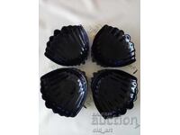 Platou din sticlă neagră securizată în formă de scoică