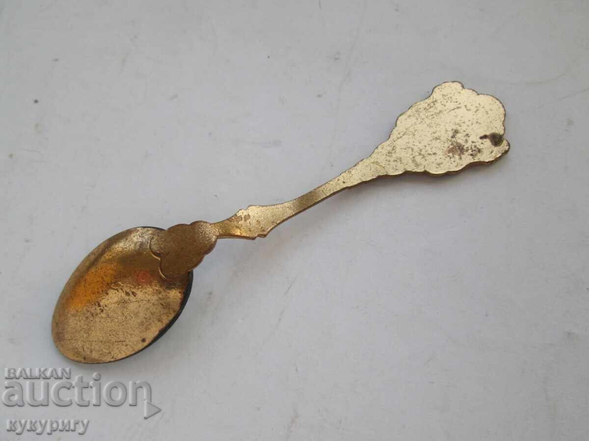 Delivery of Old gold-plated spoon painted enamel Budapest