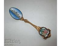Linguriță veche aurită cu email pictat Budapesta