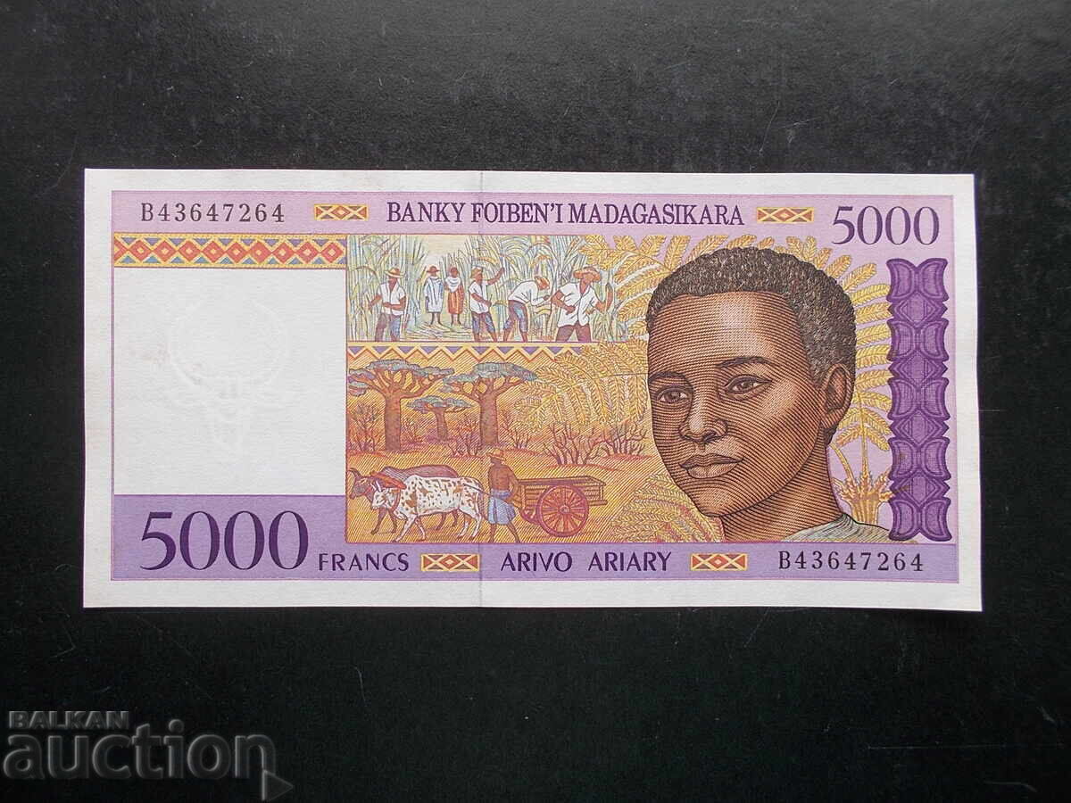 MADAGASCAR, 5000 francs, 1994, AUNC