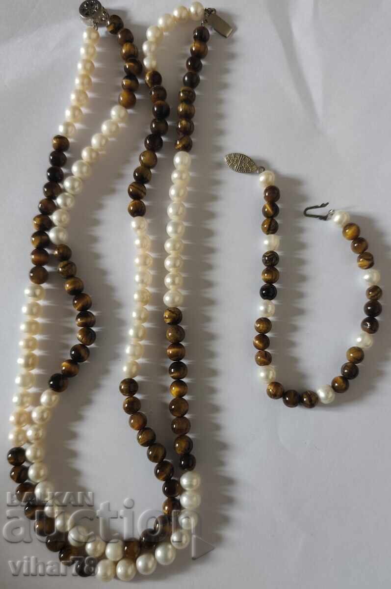colier și brățară cu perle și ochi de tigru cu preț € 49.99 | 97.77 BGN