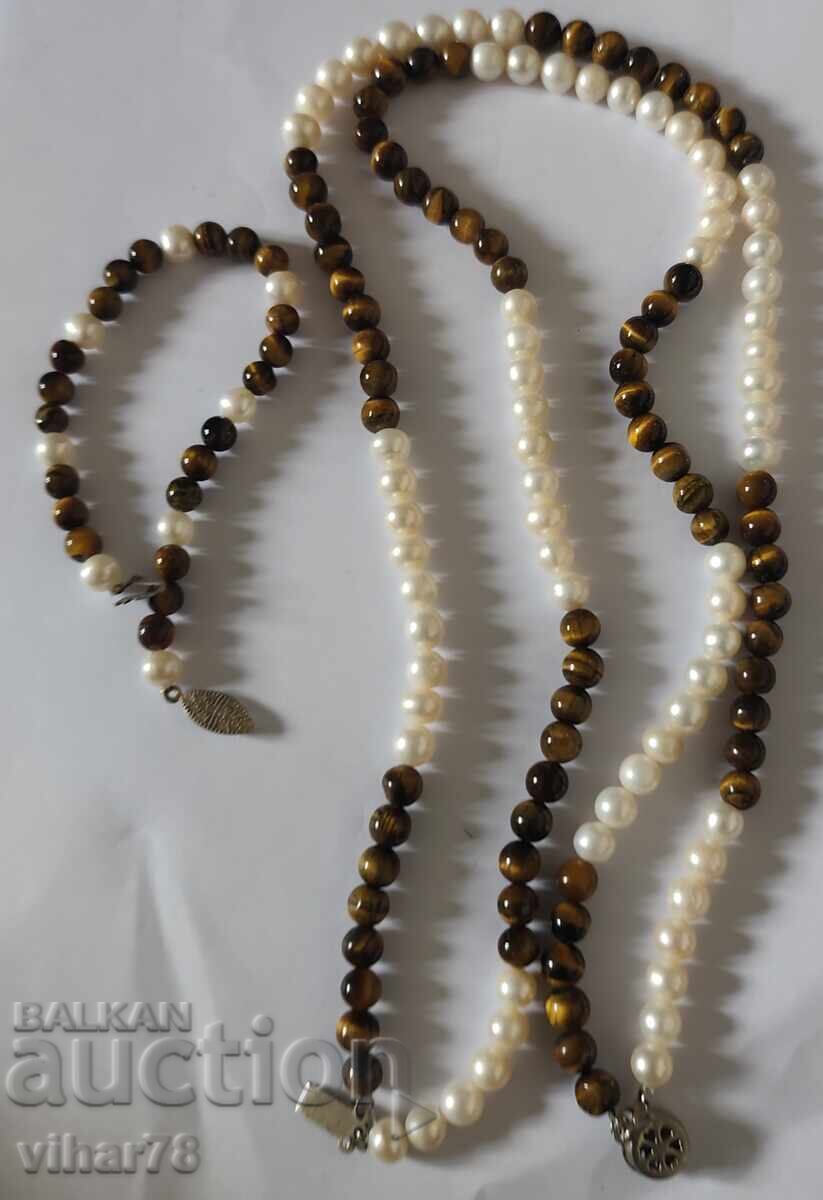 Livrarea colier și brățară cu perle și ochi de tigru