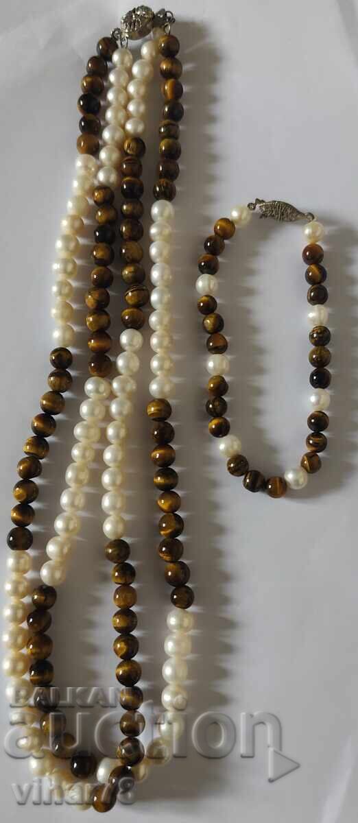 colier și brățară cu perle și ochi de tigru - 5