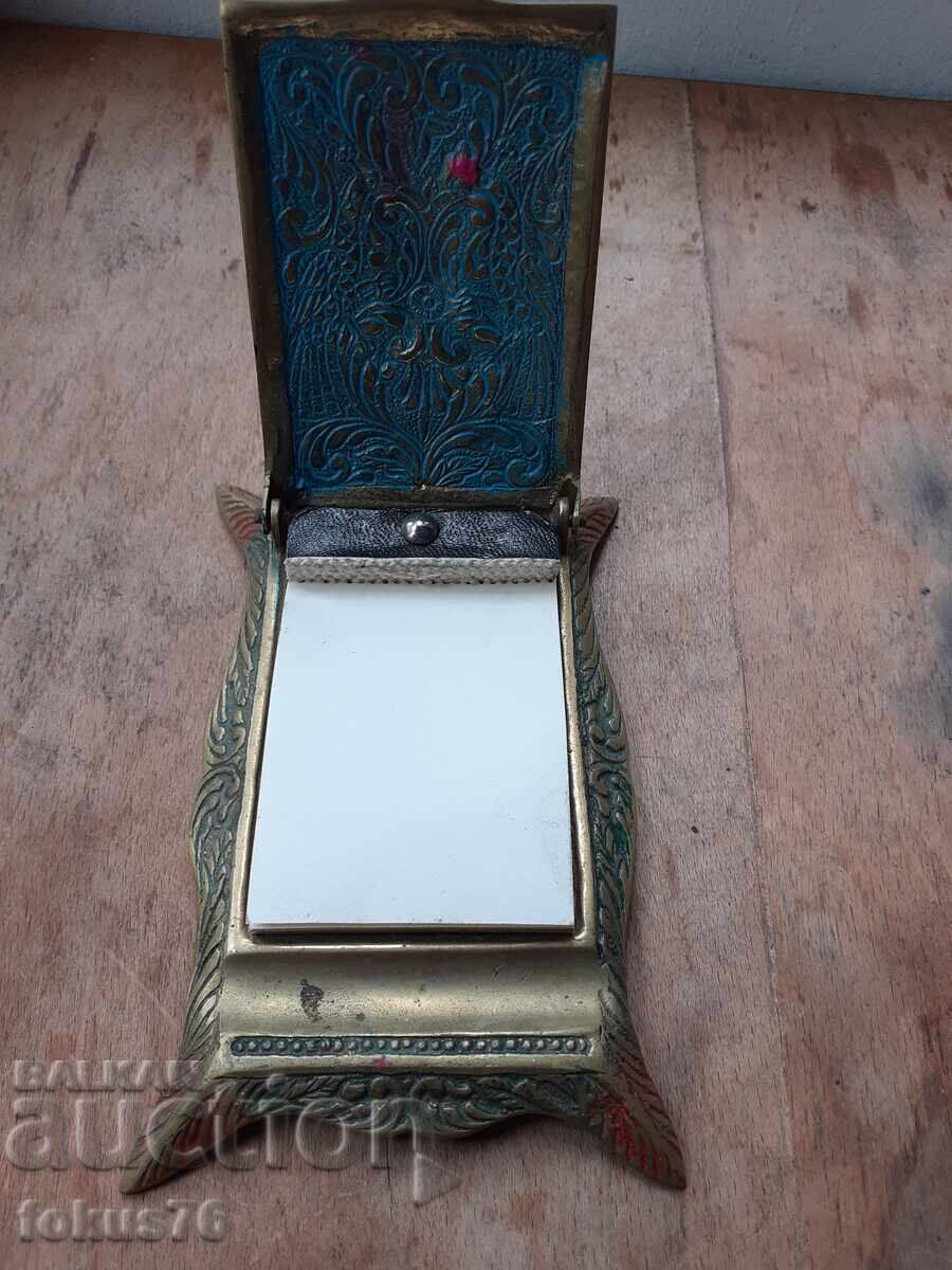 Licitație Carnet vechi pentru notițe bronz email vultur bicefal