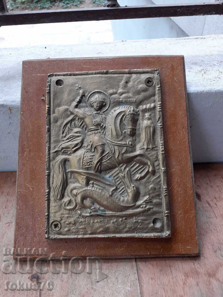 Παλιά εικόνα από μπρούντζο Άγιος Γεώργιος, μασίφ και βαριά με τιμή € 49.00 | 95.84 BGN