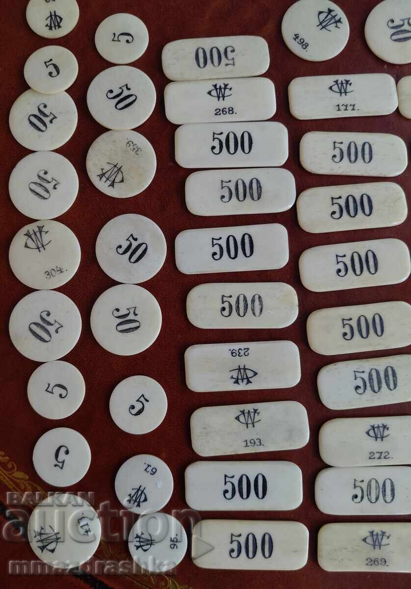 19th century ivory casino chips with price € 6.50 | 12.71 BGN
