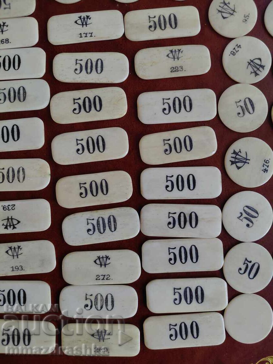 Auction  19th century ivory casino chips