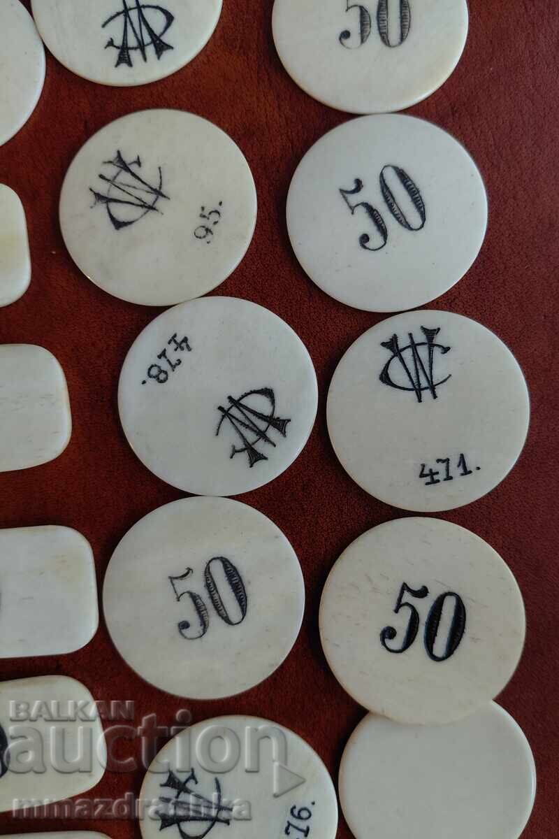 19th century ivory casino chips - 5