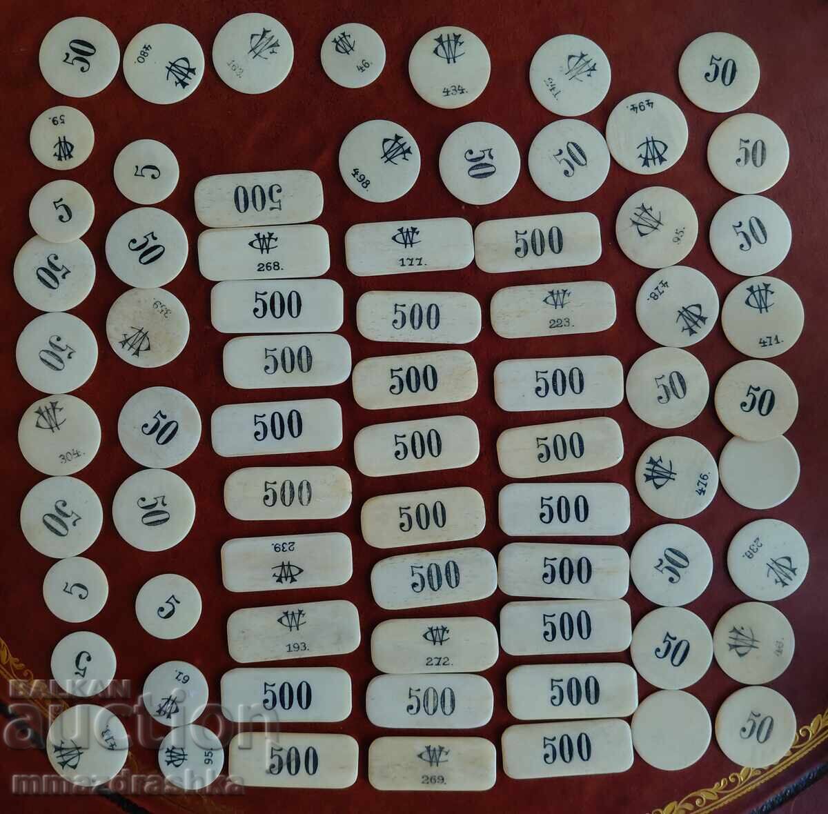 19th century ivory casino chips