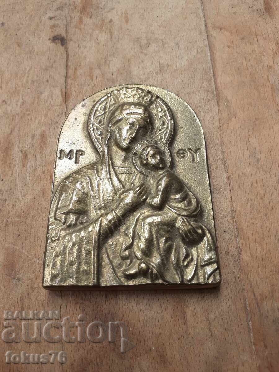 Стара икона бронз Богородица масивна и тежка с цена € 35.00 | 68.45 лв.