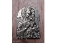 Стара икона бронз Богородица масивна и тежка