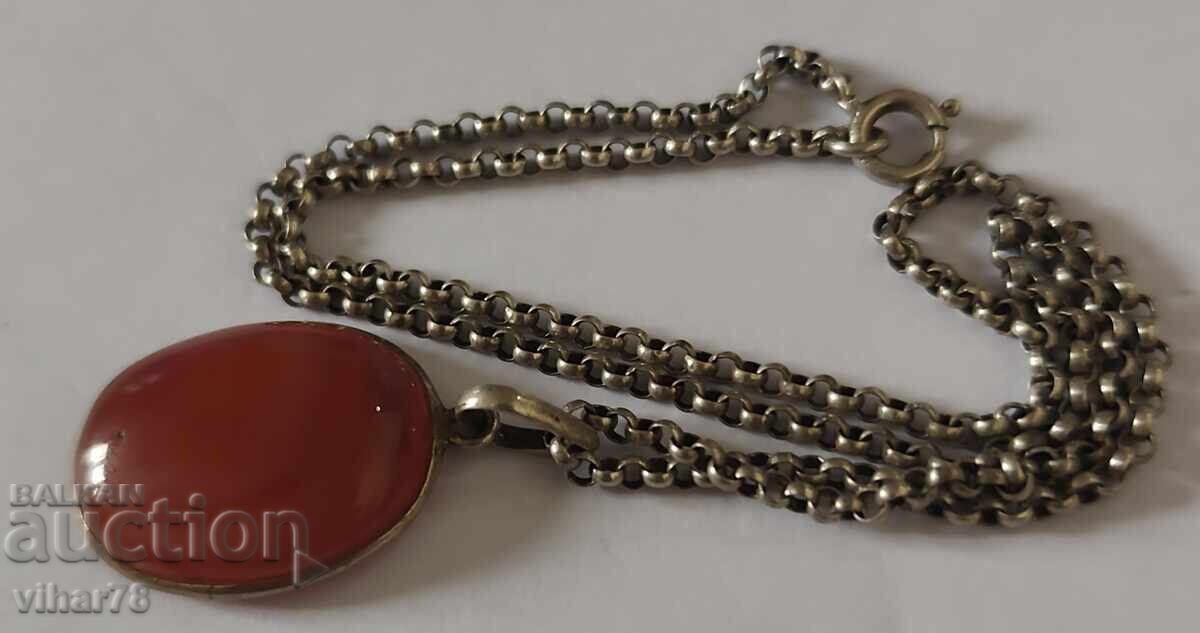 Доставка на СРЕБЪРНА ВИСУЛКА -КАРНЕОЛ-СЪС СИНДЖИР