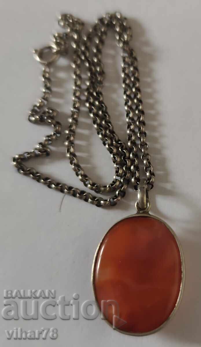 СРЕБЪРНА ВИСУЛКА -КАРНЕОЛ-СЪС СИНДЖИР - 5