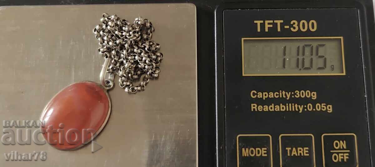 СРЕБЪРНА ВИСУЛКА -КАРНЕОЛ-СЪС СИНДЖИР - 6