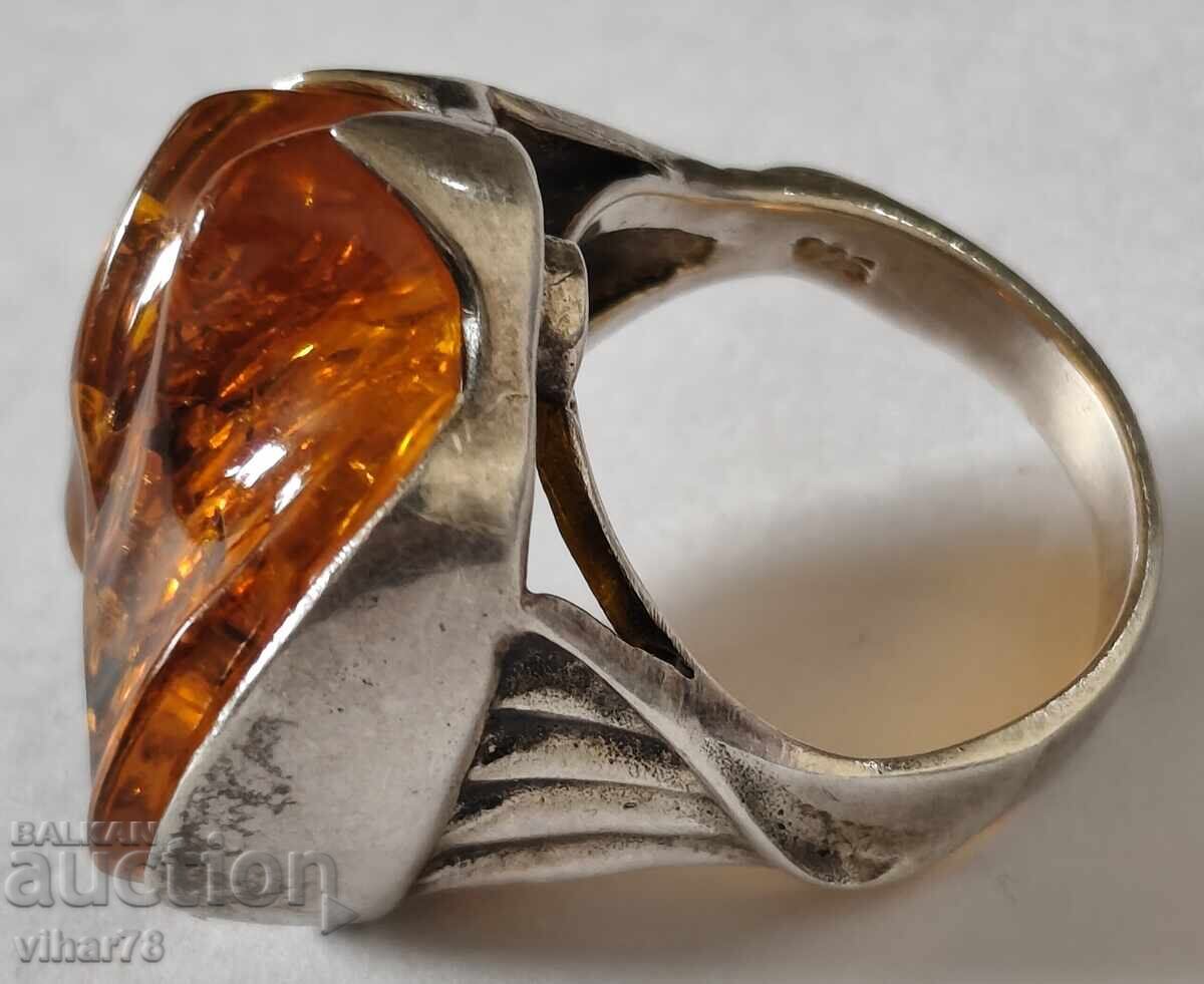 Delivery of Women's Silver Ring with Amber