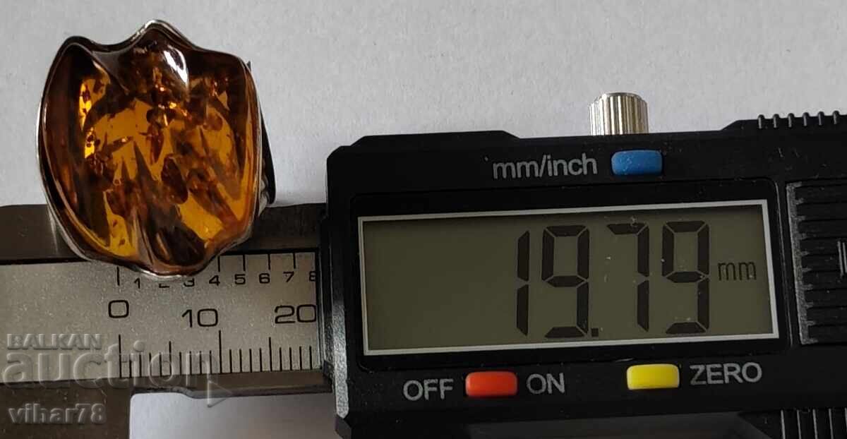 Women's Silver Ring with Amber - 5