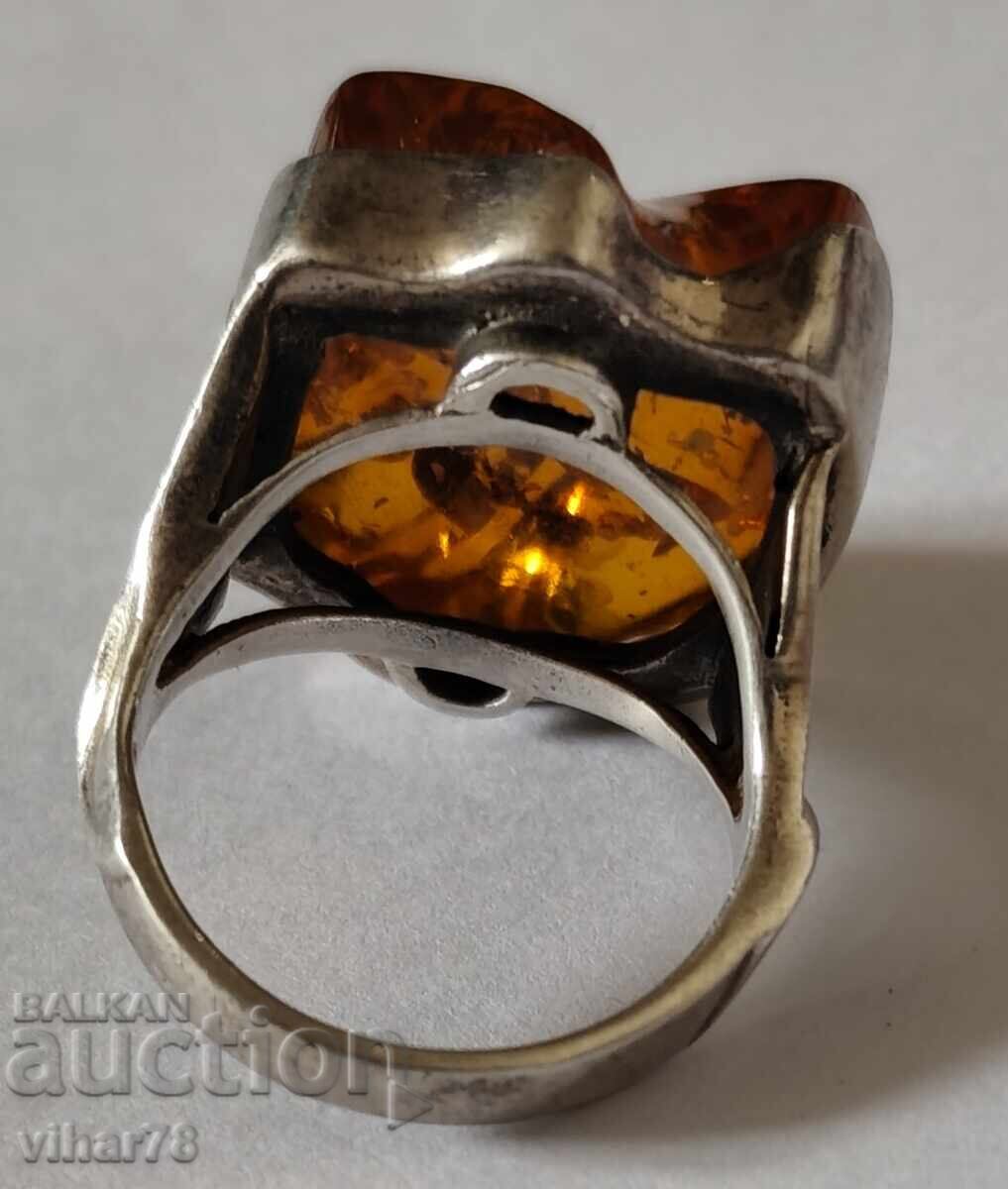 Women's Silver Ring with Amber - 7