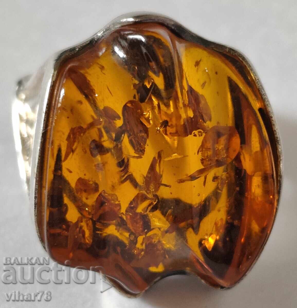 Women's Silver Ring with Amber