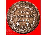 Ⰺ DIRECTORY 1795-1799: FRANCE★5 CENTIMES LAN 7/5 BB/A 1798!