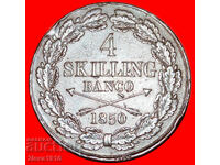 NORWAY (1849-1855): SWEDEN★ 4 SKILLING BANCO 1850 UNCOMMON