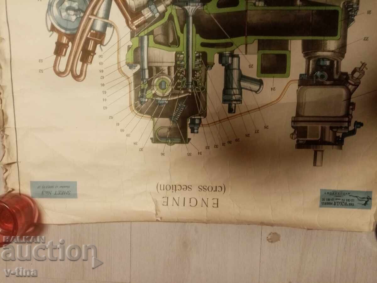 Poster afiș Motor VOLGA Secțiune transversală motor Volga cu preț € 14.99 | 29.32 BGN