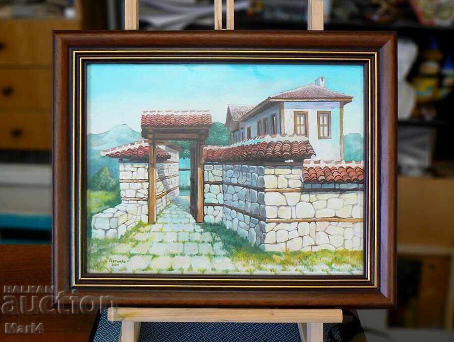 Casă din perioada Renașterii naționale, pictură în ulei, 42x34, 2015, mARTger