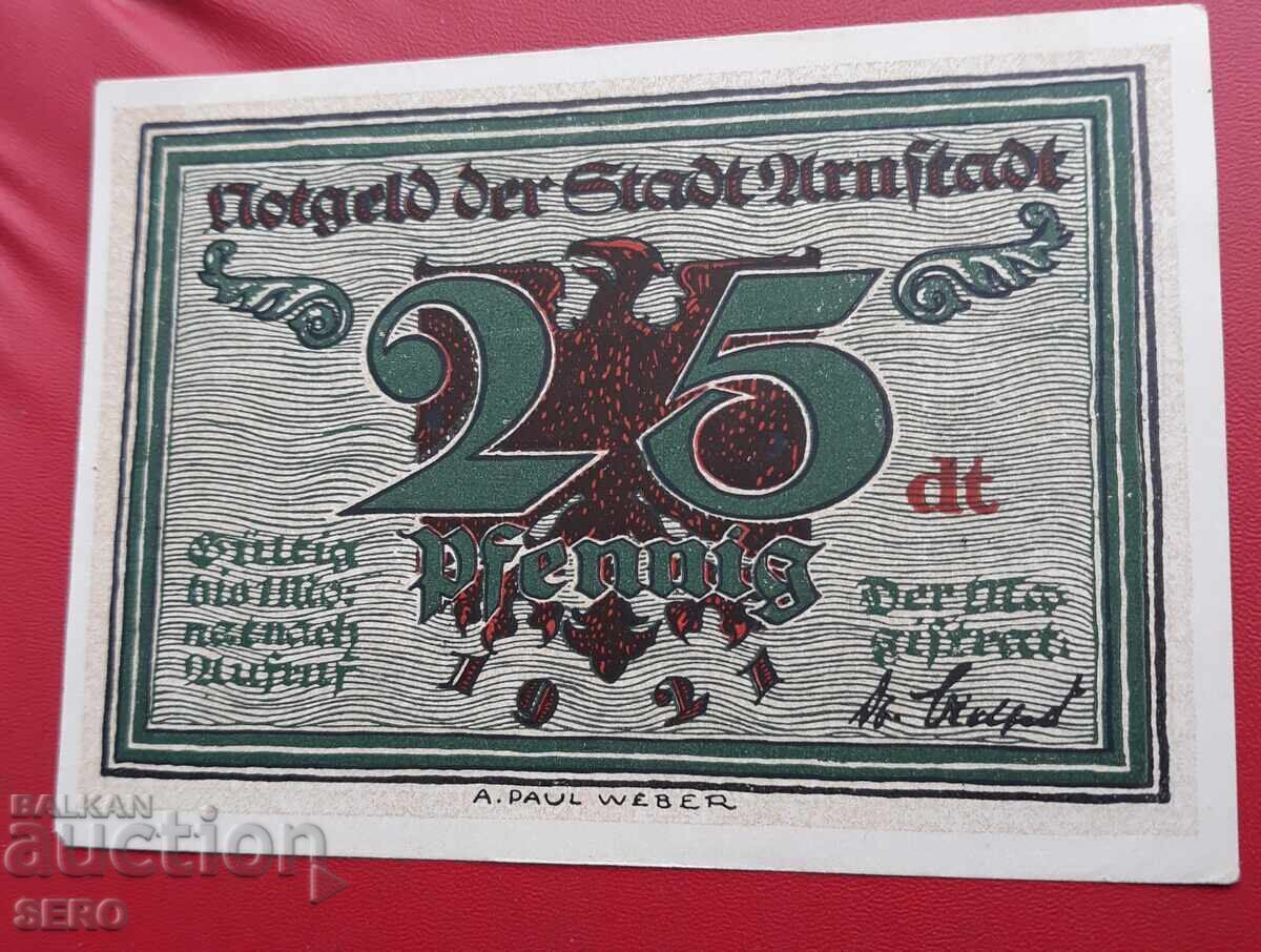 Τραπεζογραμμάτιο-Γερμανία-Θουριγγία-Arnstadt-25 pfennig 1921