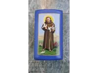 Cutie din lemn pictată cu Sf. Francisc