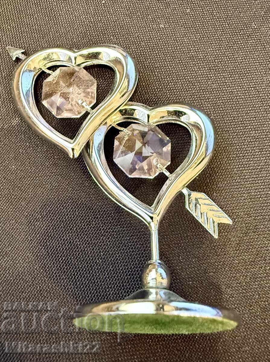 ΜΙΝΙΑΤΟΥΡΑ ΔΥΟ ΚΑΡΔΙΕΣ ΜΕ ΠΕΤΡΑ SWAROVSKI