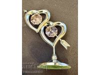 MINIATURĂ DOUĂ INIMI CU CRISTAL SWAROVSKI
