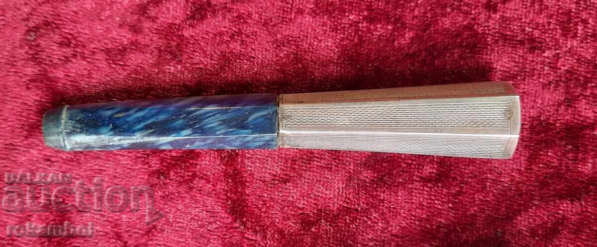 Țigaret vechi din argint cu toc original - 7
